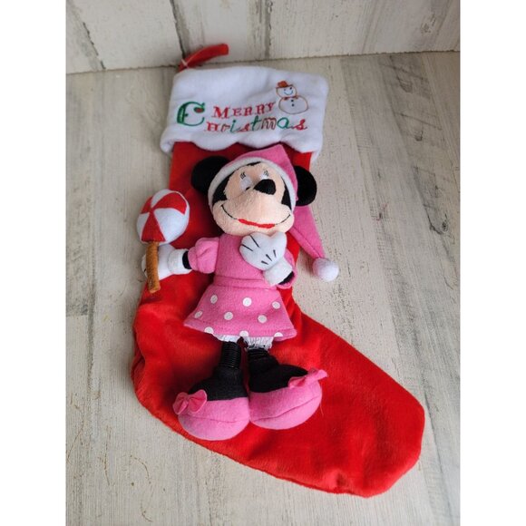 Vintage AS IS Merry Xmas Minnie mouse Disney stocking decor - Picture 1 of 6